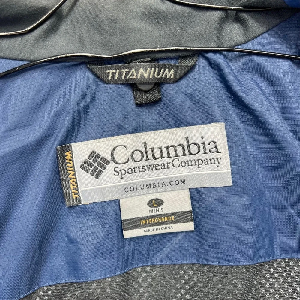 Columbia Titanium Jacket Mens Large Blue Black Omni-Tech Interchange Waterproof